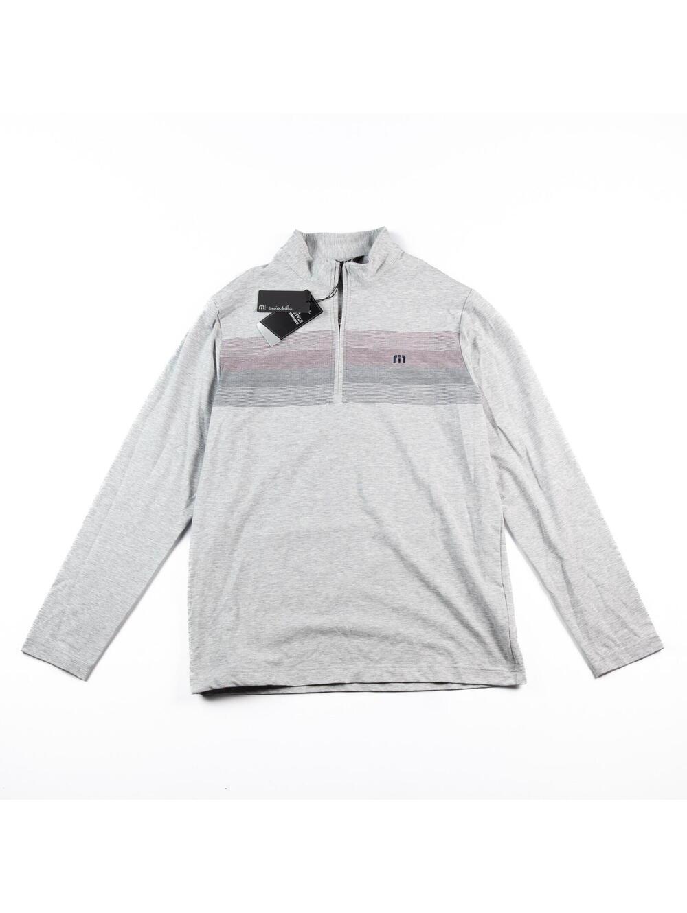 NWT TravisMathew Quarter Zip Pullover Golf Shirt Gray Striped Mens Size M